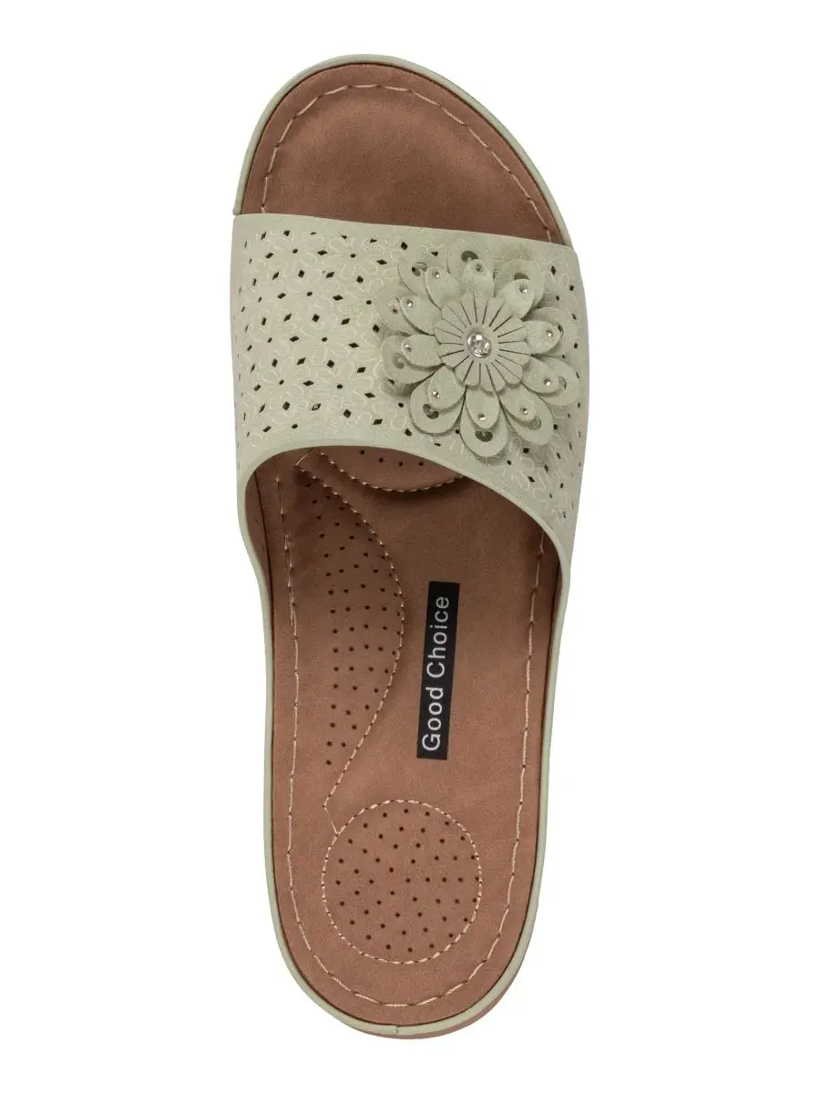 Женские удобные сандалии Gabbie Flower Rosette GC Shoes — изображение 4 из 5, зеленый