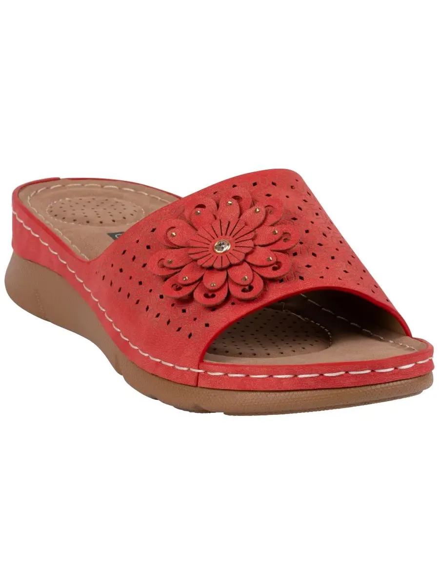 Женские удобные сандалии Gabbie Flower Rosette GC Shoes — красный