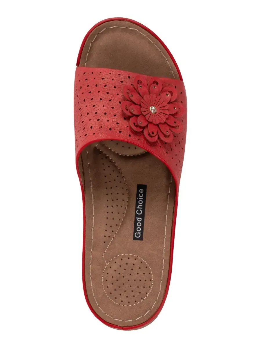Женские удобные сандалии Gabbie Flower Rosette GC Shoes — изображение 4 из 5, красный