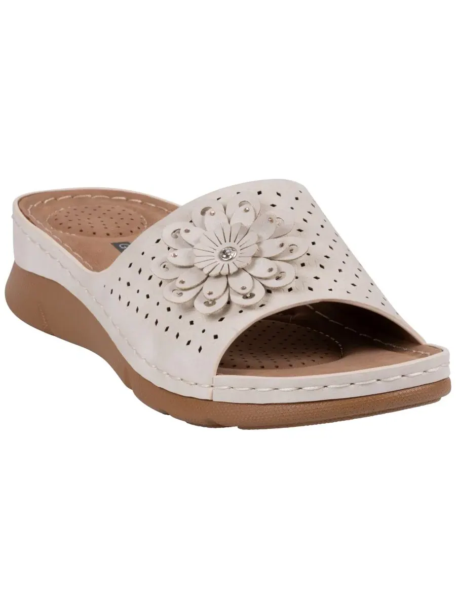 Женские удобные сандалии Gabbie Flower Rosette GC Shoes — изображение 1 из 5, ледяной