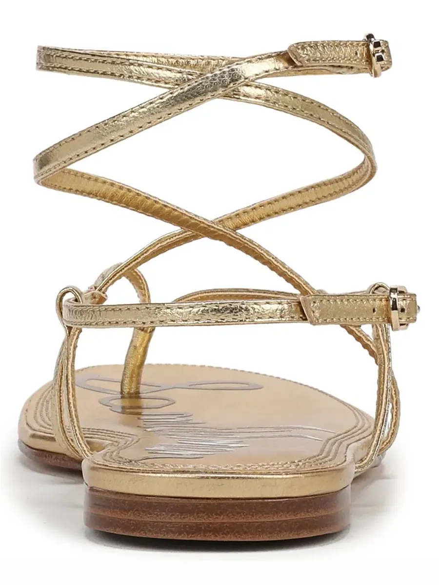 Женские сандалии Clarra на плоской подошве с ремешками Sam Edelman — изображение 3 из 5, золотистый