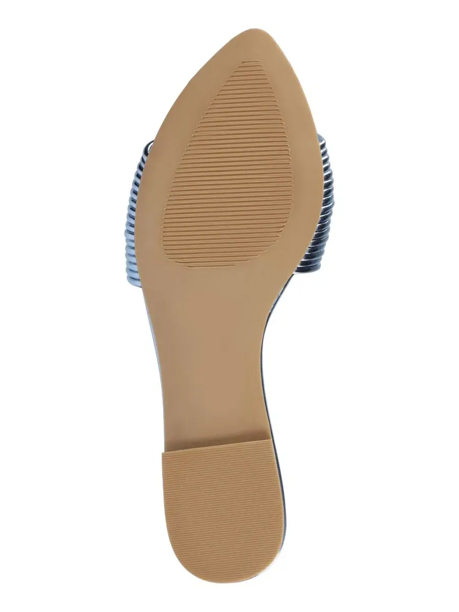 Женские сандалии-шлепанцы с острым носком и перьями Journee Collection — изображение 5 из 5, синий