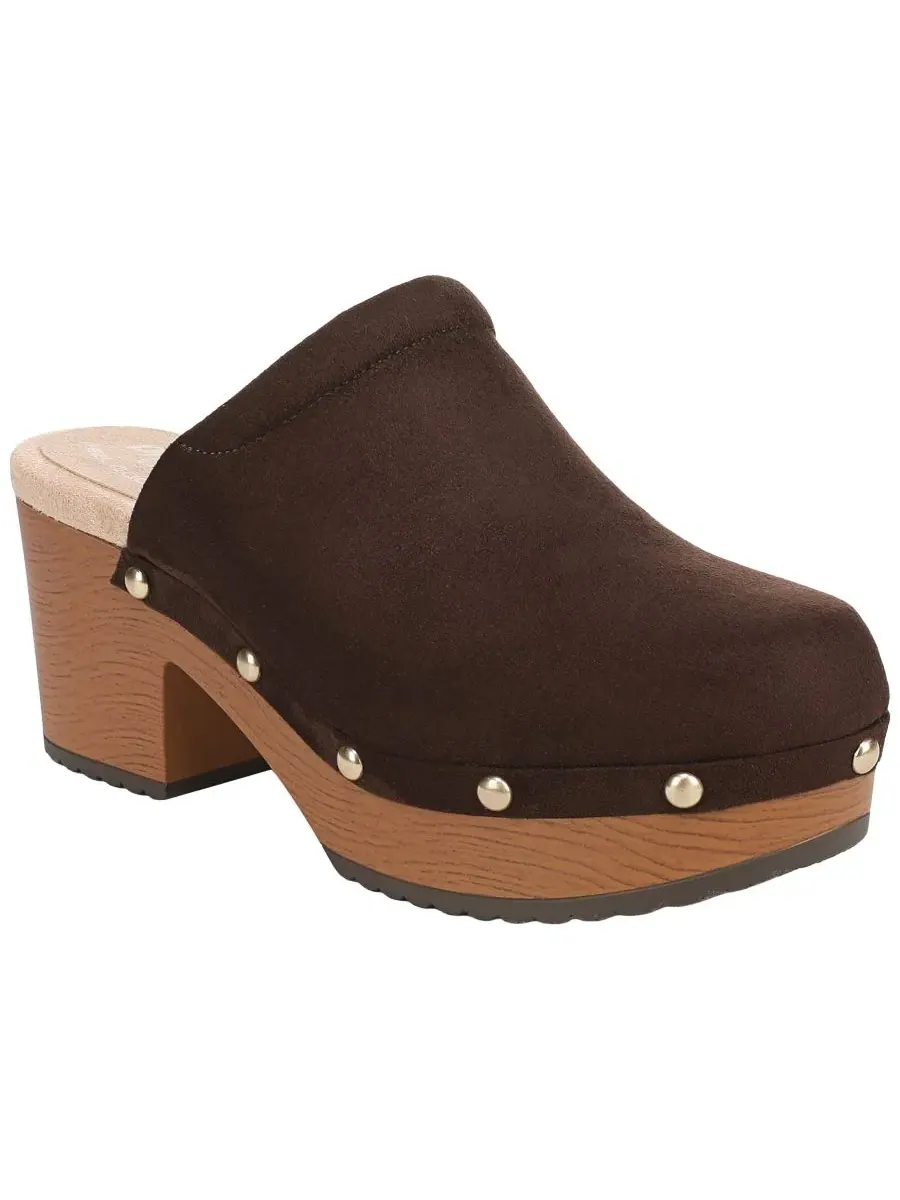 Женские мюли-клоги с каблуком-блоком, на платформе, Classic Joy Dr. Scholl's, Dark Umber Microsuede