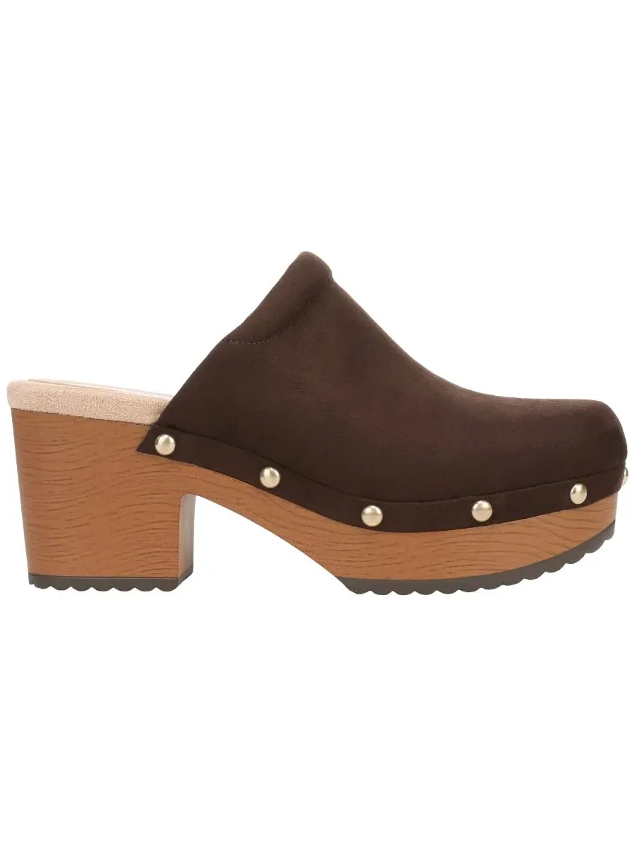 Женские мюли-клоги с каблуком-блоком, на платформе, Classic Joy Dr. Scholl's, Dark Umber Microsuede — изображение 2 из 5