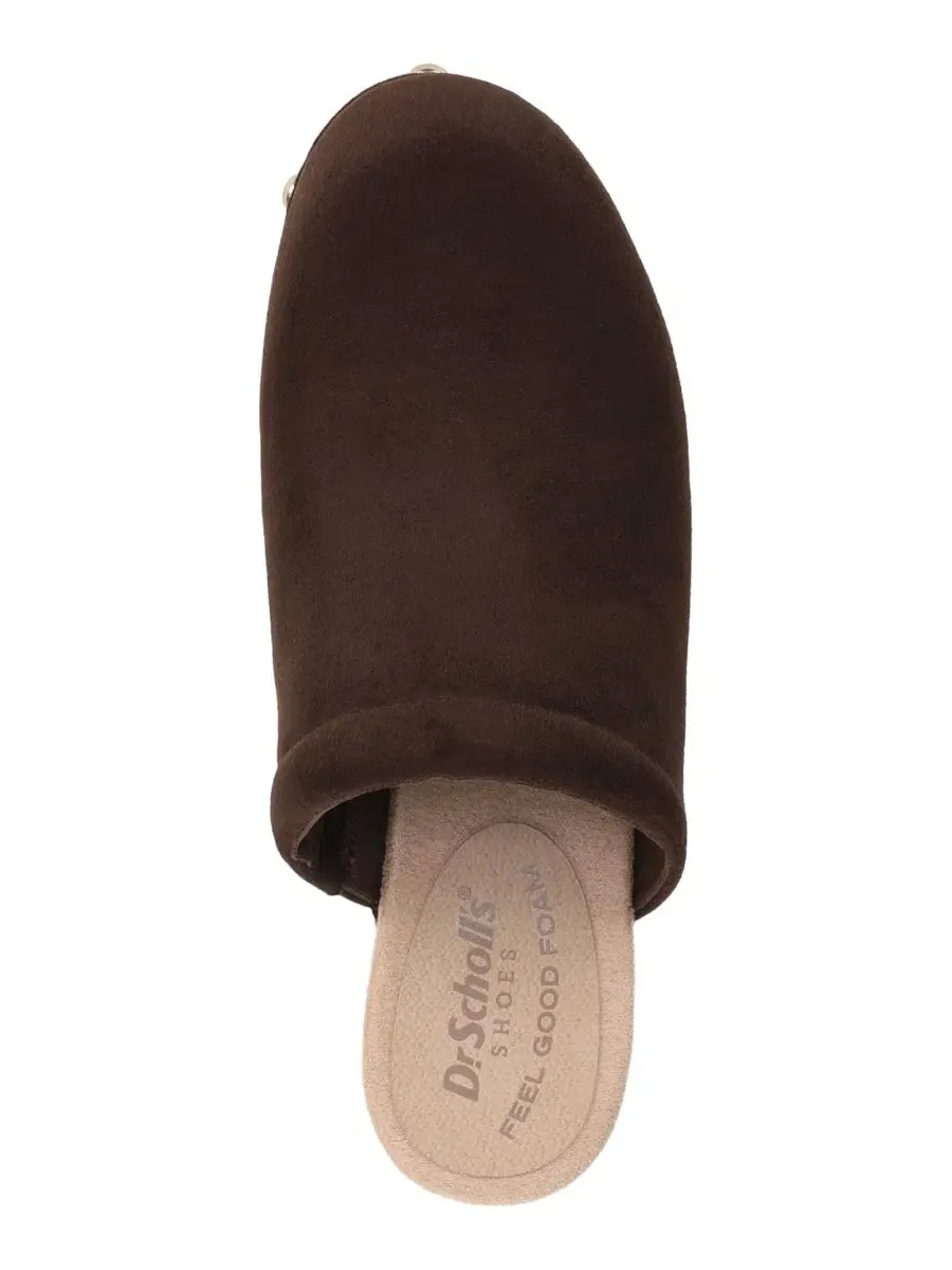 Женские мюли-клоги с каблуком-блоком, на платформе, Classic Joy Dr. Scholl's, Dark Umber Microsuede — изображение 4 из 5