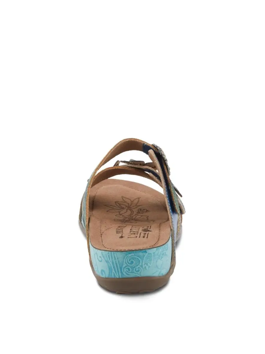 Сандалии-слайды с цветочным декором Caelana Slide with Rubber Sole L'Artiste — изображение 4 из 7, синий мульти