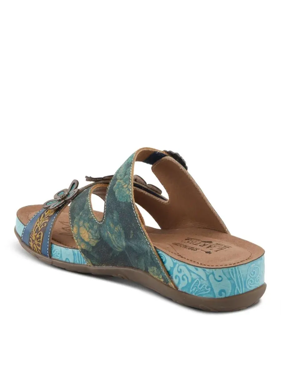 Сандалии-слайды с цветочным декором Caelana Slide with Rubber Sole L'Artiste — изображение 7 из 7, синий мульти