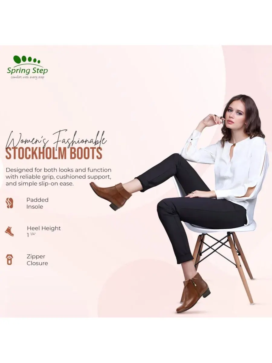 Ботильоны женские с боковой молнией Stockholm Spring Step — изображение 5 из 7, коричневый