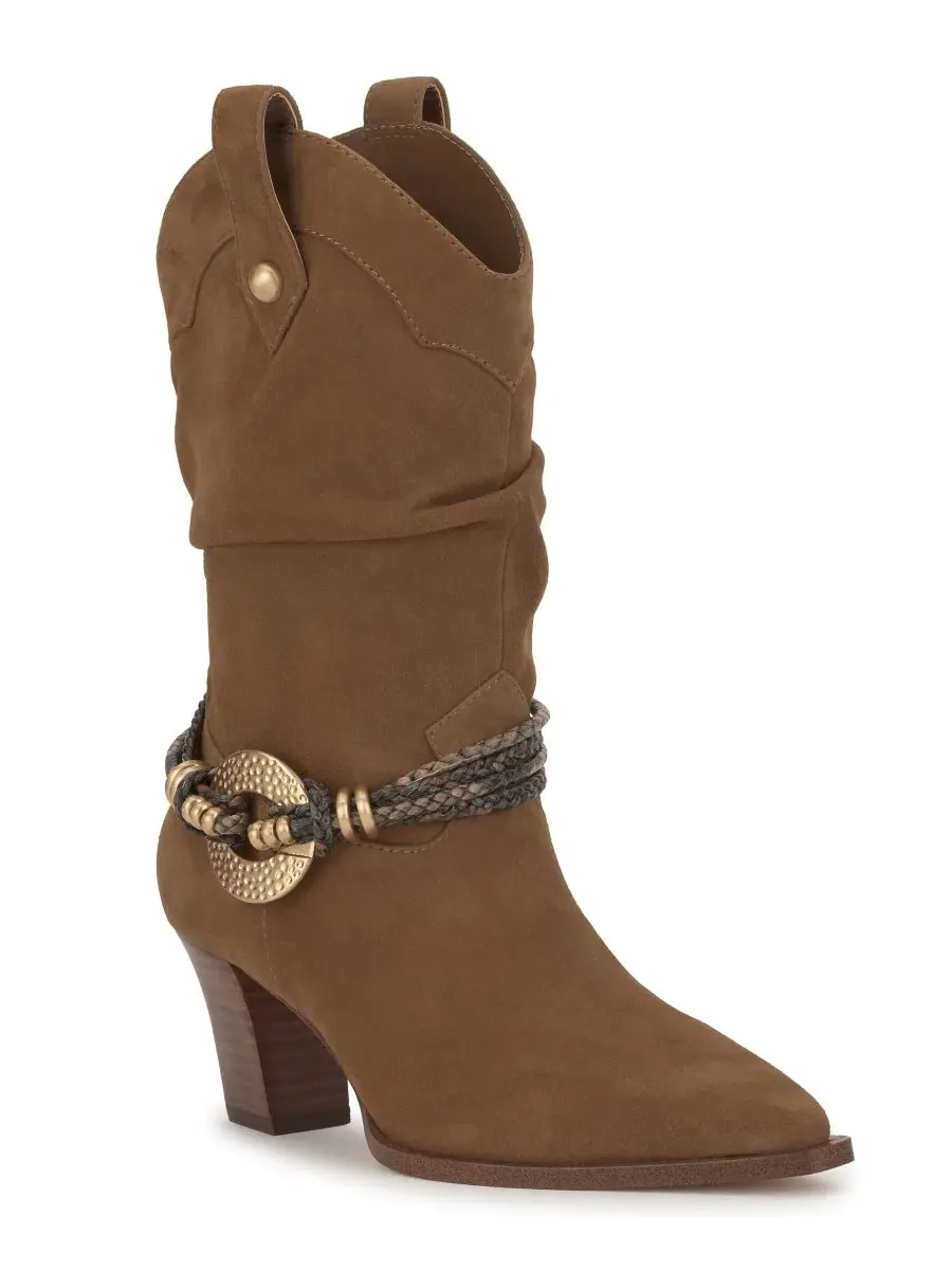 Ботильоны казаки с принтом Safari Brown Suede Jessica Simpson — изображение 1 из 5, коричневый