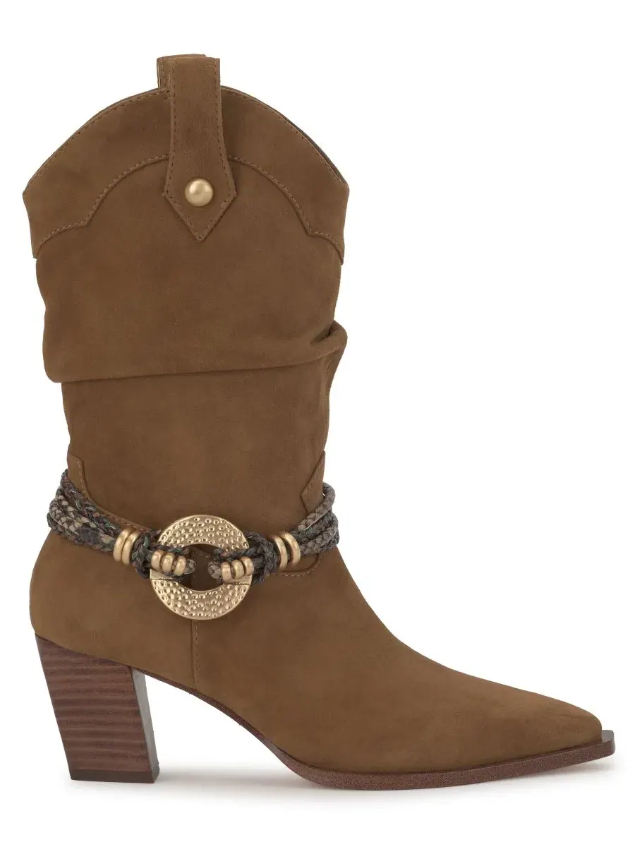 Ботильоны казаки с принтом Safari Brown Suede Jessica Simpson — изображение 2 из 5, коричневый