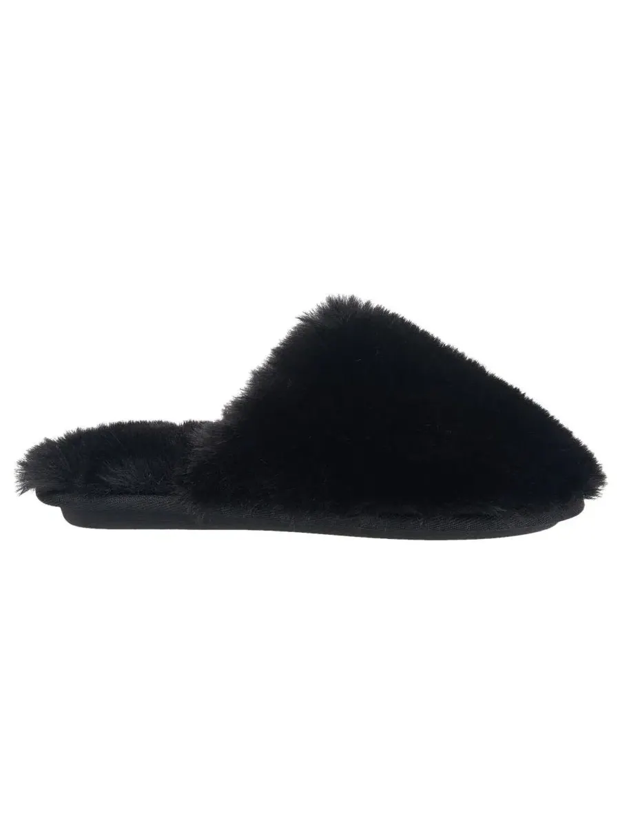 Женские тапочки-мюли из искусственного меха с закрытым носком, модель Scuff Slipper Nine West — изображение 2 из 6, черный