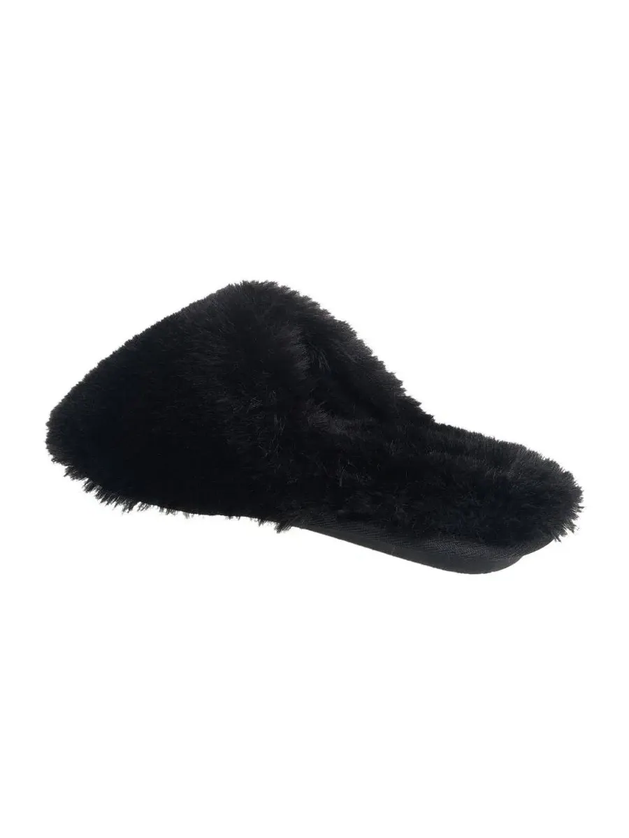Женские тапочки-мюли из искусственного меха с закрытым носком, модель Scuff Slipper Nine West — изображение 3 из 6, черный