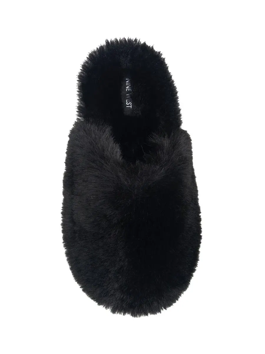 Женские тапочки-мюли из искусственного меха с закрытым носком, модель Scuff Slipper Nine West — изображение 5 из 6, черный