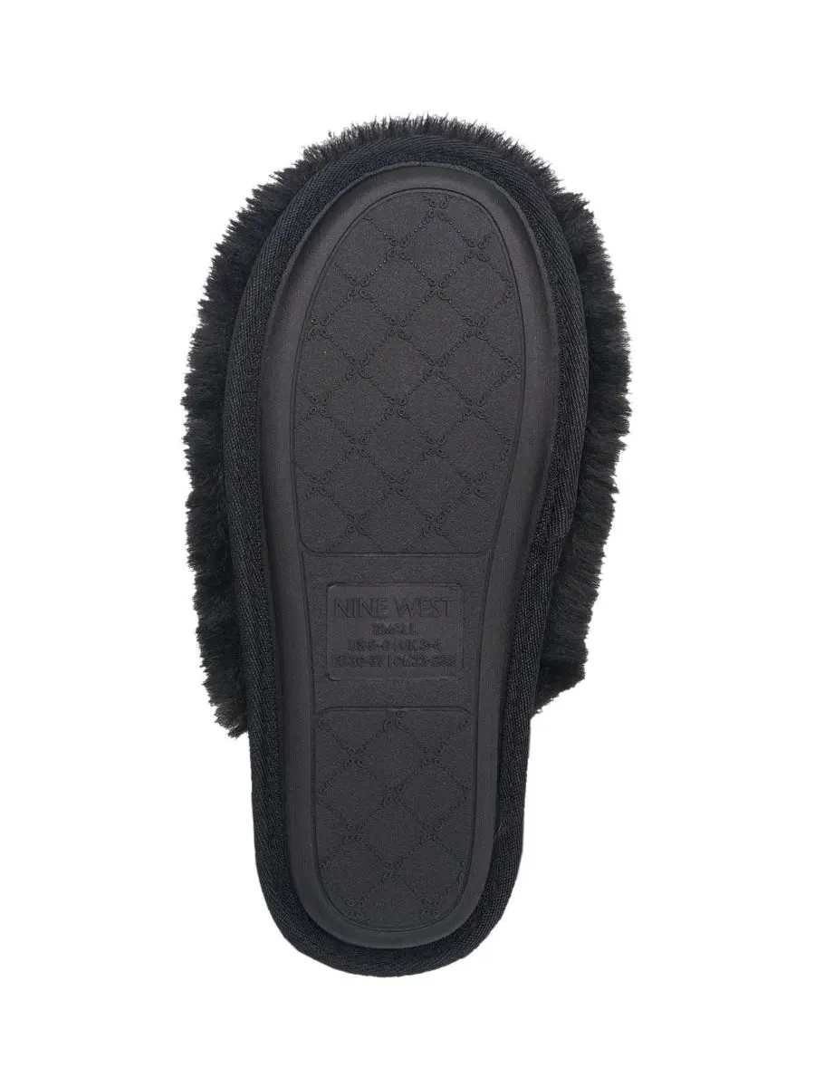 Женские тапочки-мюли из искусственного меха с закрытым носком, модель Scuff Slipper Nine West — изображение 6 из 6, черный