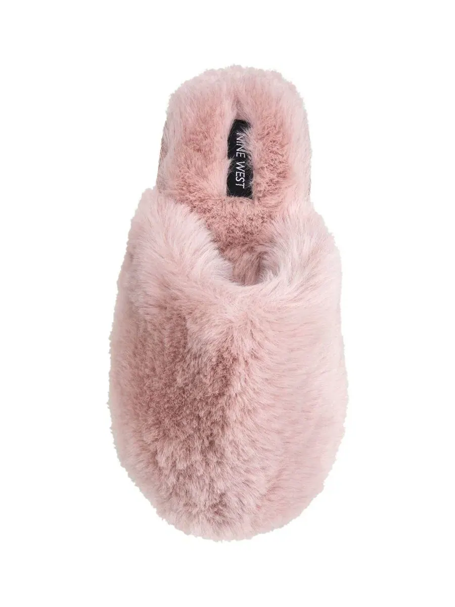 Женские тапочки-слипперы из искусственного меха, закрытый носок, бренд Nine West — изображение 5 из 6, пудровый розовый