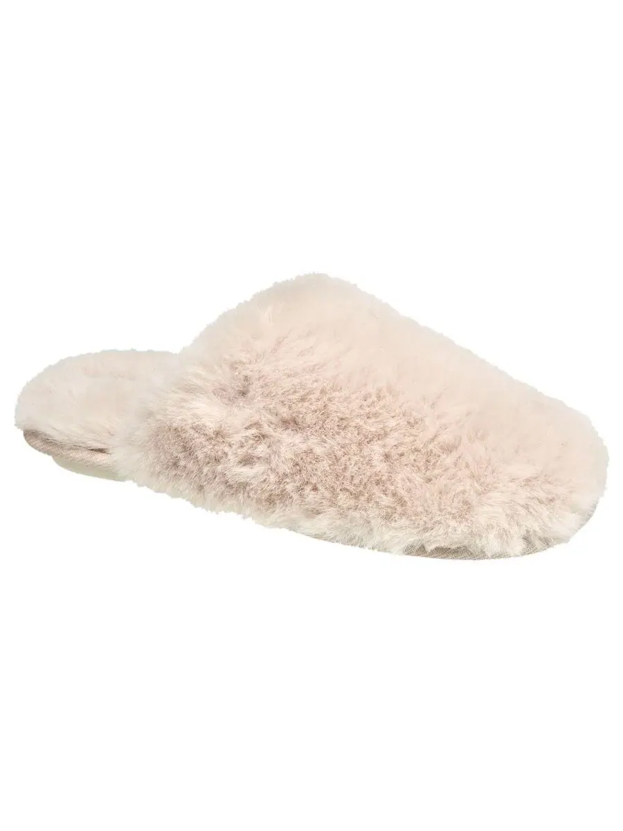 Женские тапочки-мюли с закрытым носком из искусственного меха, модель Faux Fur Closed Scuff Nine — изображение 1 из 6, белый