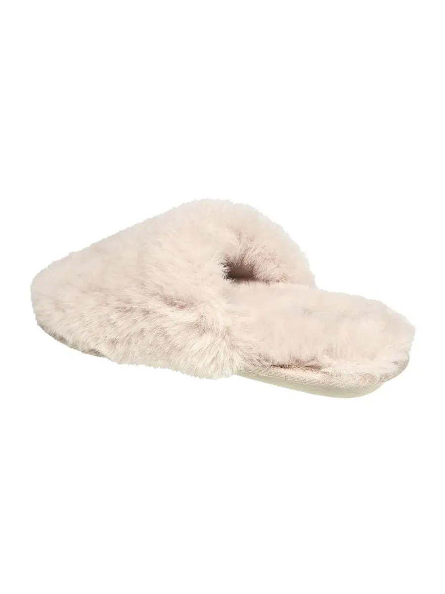 Женские тапочки-мюли с закрытым носком из искусственного меха, модель Faux Fur Closed Scuff Nine — изображение 3 из 6, белый