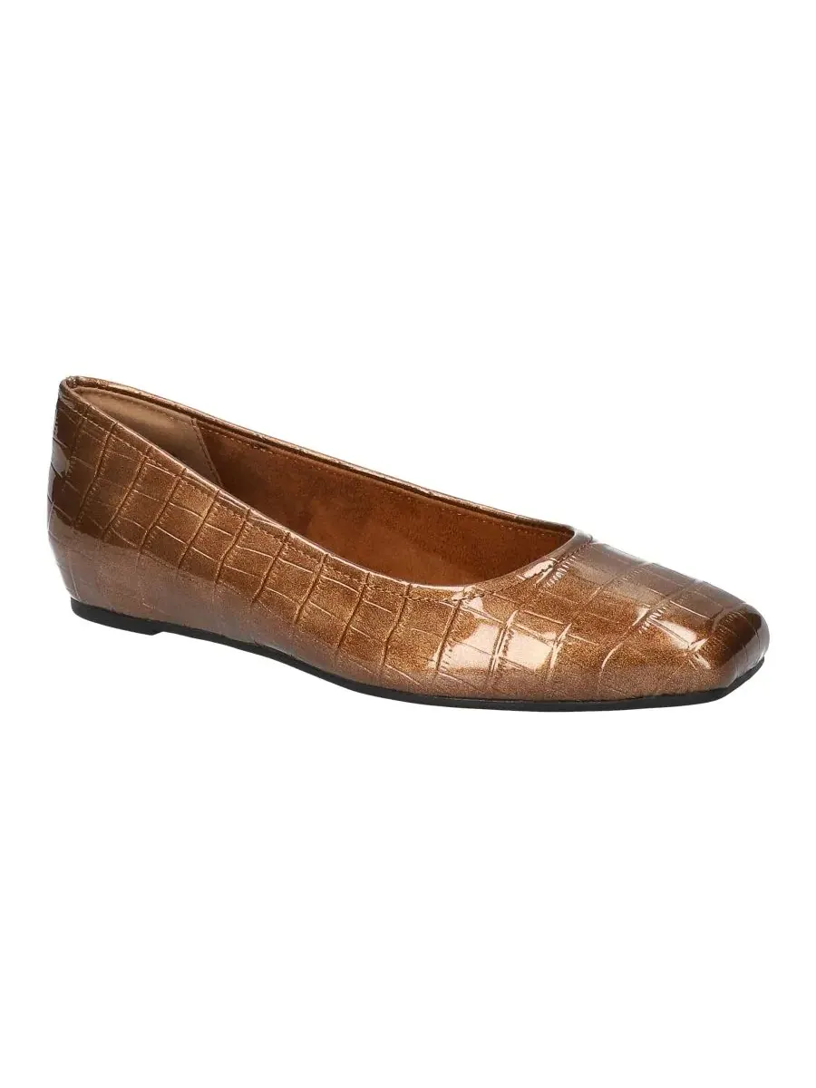 Балетки-слипоны Crescent Slip-On с квадратным носком Easy Street, Bronze Patent Croco — изображение 1 из 7