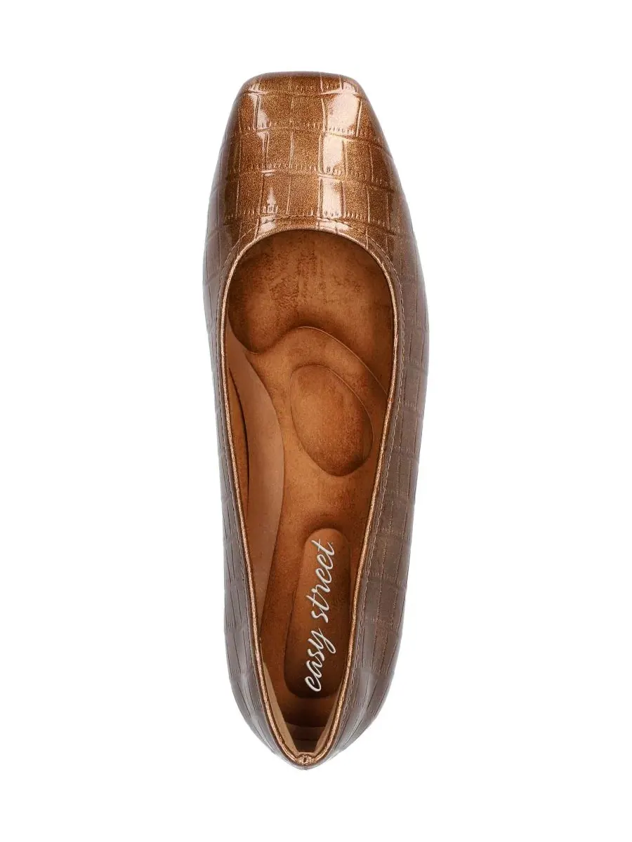 Балетки-слипоны Crescent Slip-On с квадратным носком Easy Street, Bronze Patent Croco — изображение 4 из 7