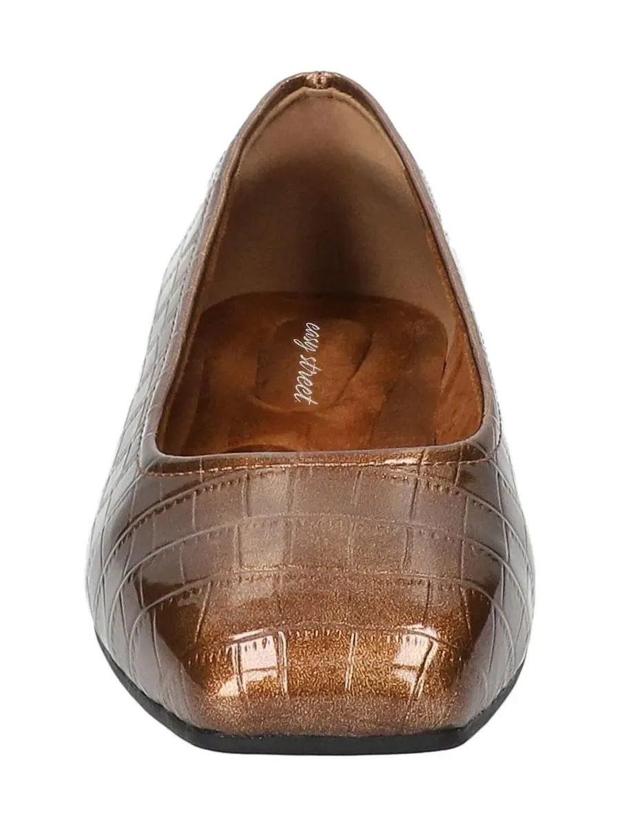 Балетки-слипоны Crescent Slip-On с квадратным носком Easy Street, Bronze Patent Croco — изображение 6 из 7