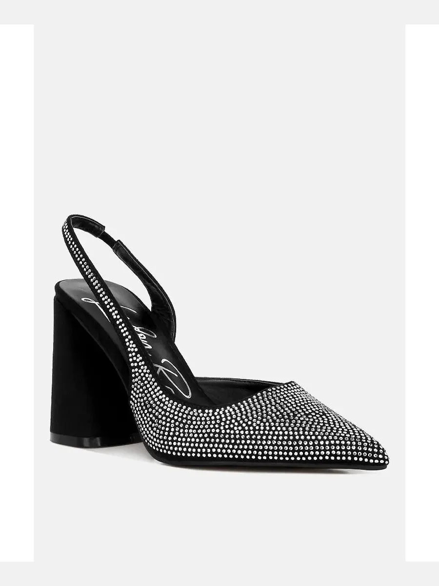 Сандалии на каблуке с закрытым мысом и декором из страз Saranna Rhinestone Embellished Suede Heel — изображение 1 из 6