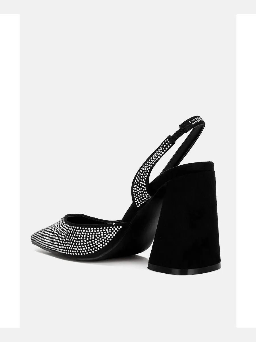 Сандалии на каблуке с закрытым мысом и декором из страз Saranna Rhinestone Embellished Suede Heel — изображение 2 из 6