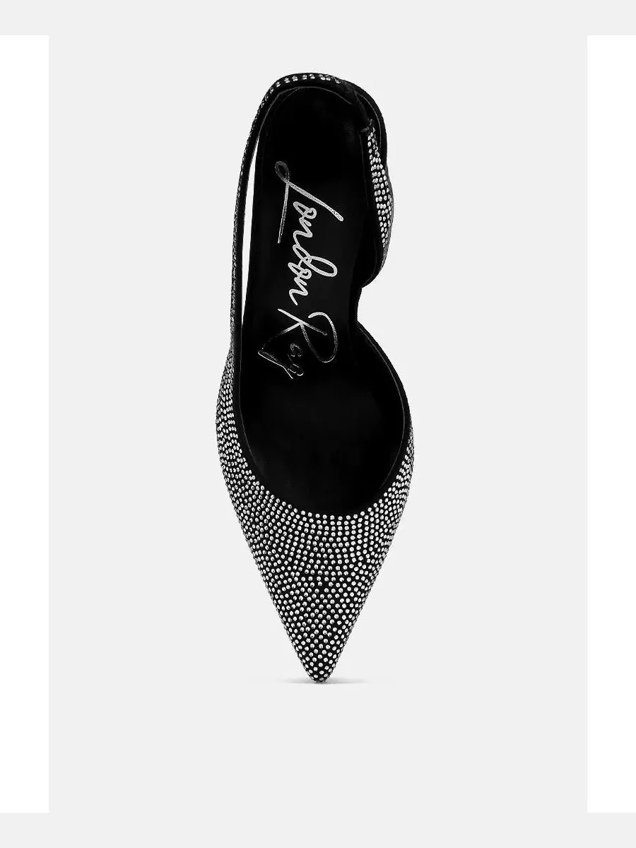 Сандалии на каблуке с закрытым мысом и декором из страз Saranna Rhinestone Embellished Suede Heel — изображение 3 из 6