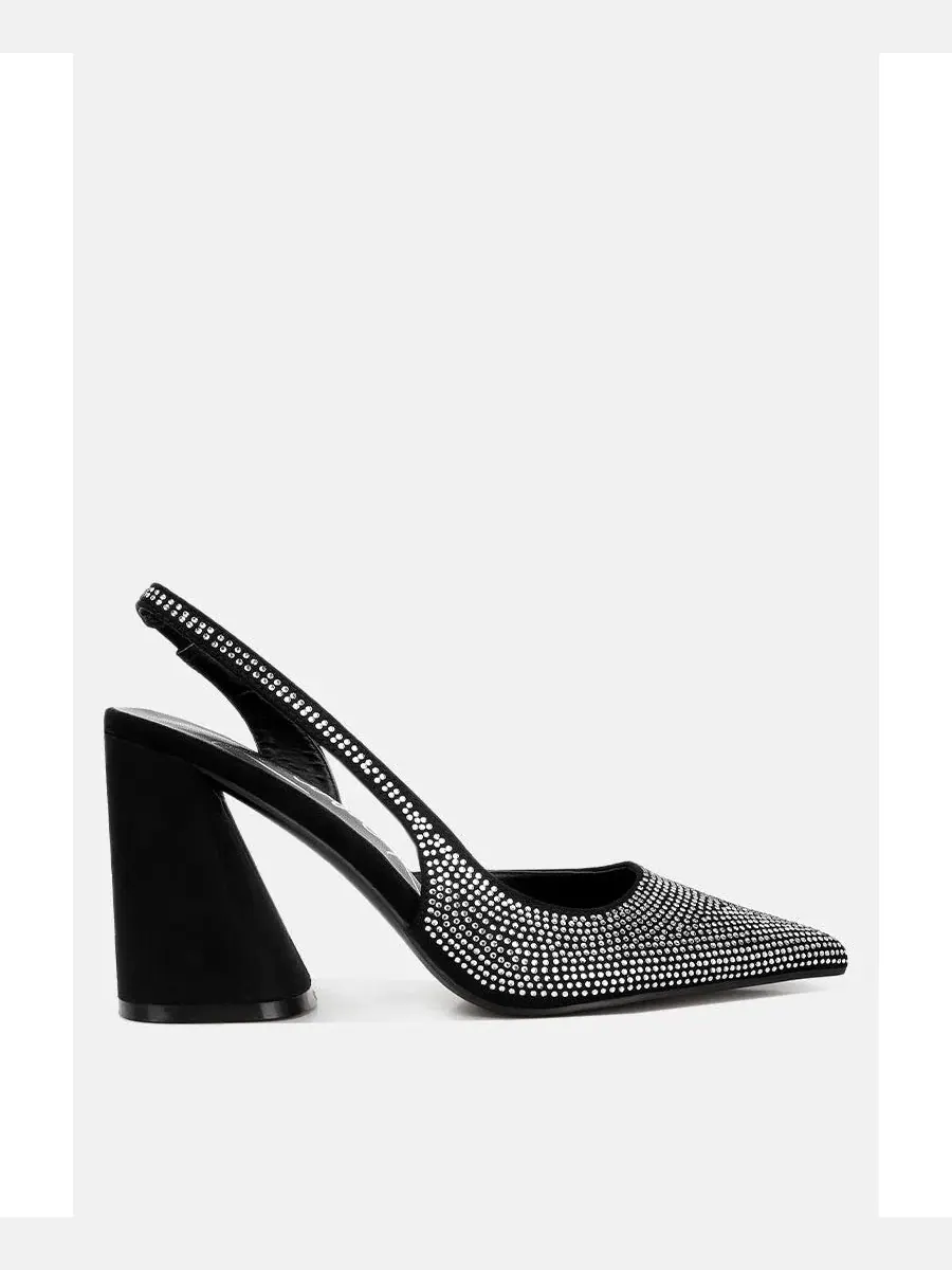 Сандалии на каблуке с закрытым мысом и декором из страз Saranna Rhinestone Embellished Suede Heel — изображение 4 из 6