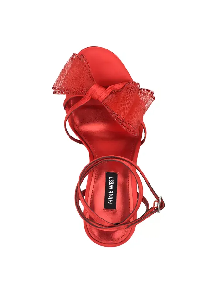Женские стрейчевые босоножки на шпильке Minky с ремешками Nine West — изображение 4 из 5, красный