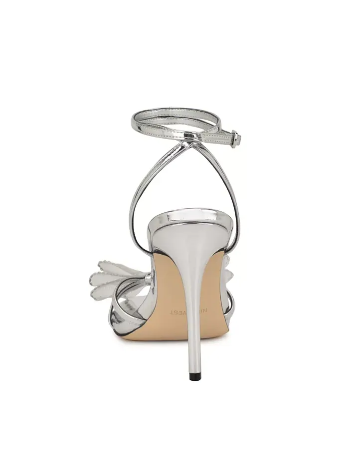 Женские стрейчевые босоножки на шпильке Minky с ремешками Nine West — изображение 3 из 5, серебристый металлик