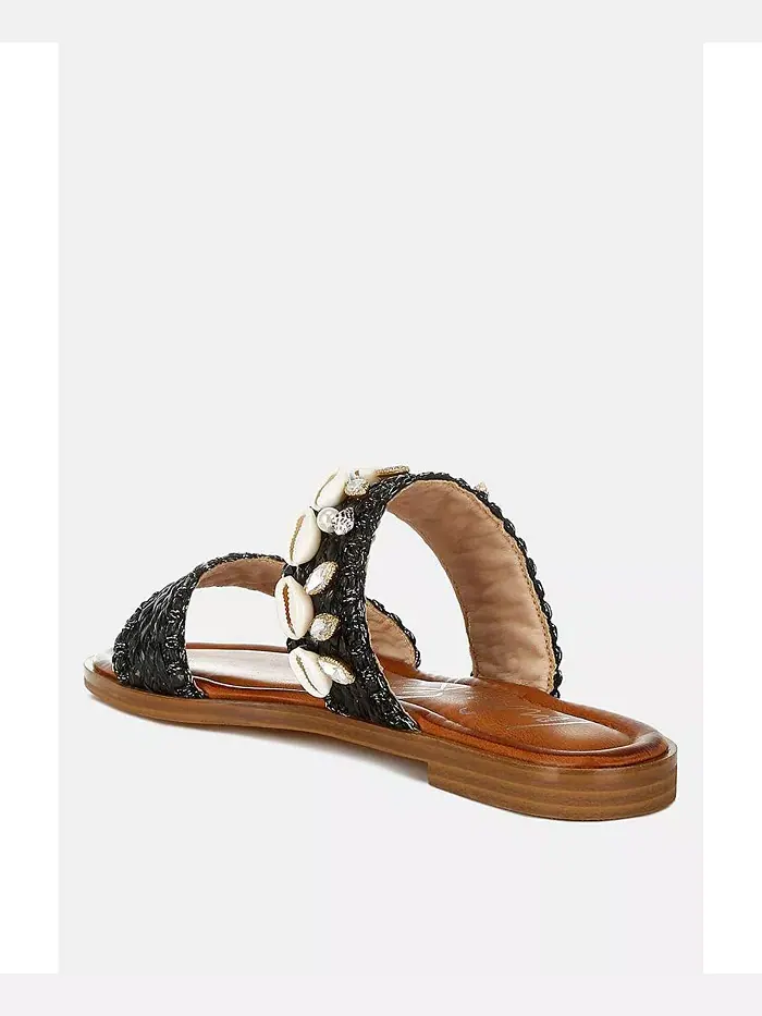 Сандалии Slip On из рафии с принтом "моллюски" London Rag — изображение 2 из 3, черный