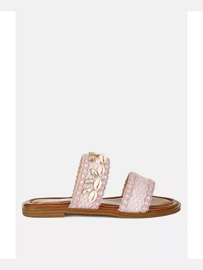 Сандалии Slip On из рафии с принтом "моллюски" London Rag — изображение 1 из 3, розовый