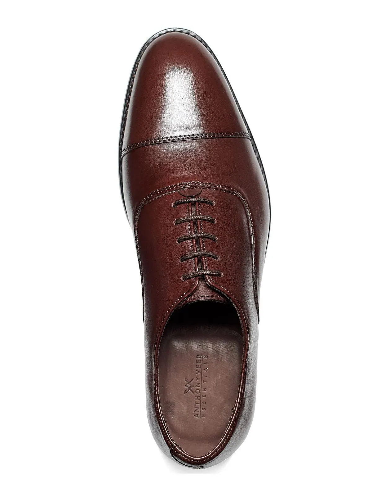 Мужские кожаные модельные туфли-оксфорды clinton cap-toe Anthony Veer — изображение 5 из 5, коричневый