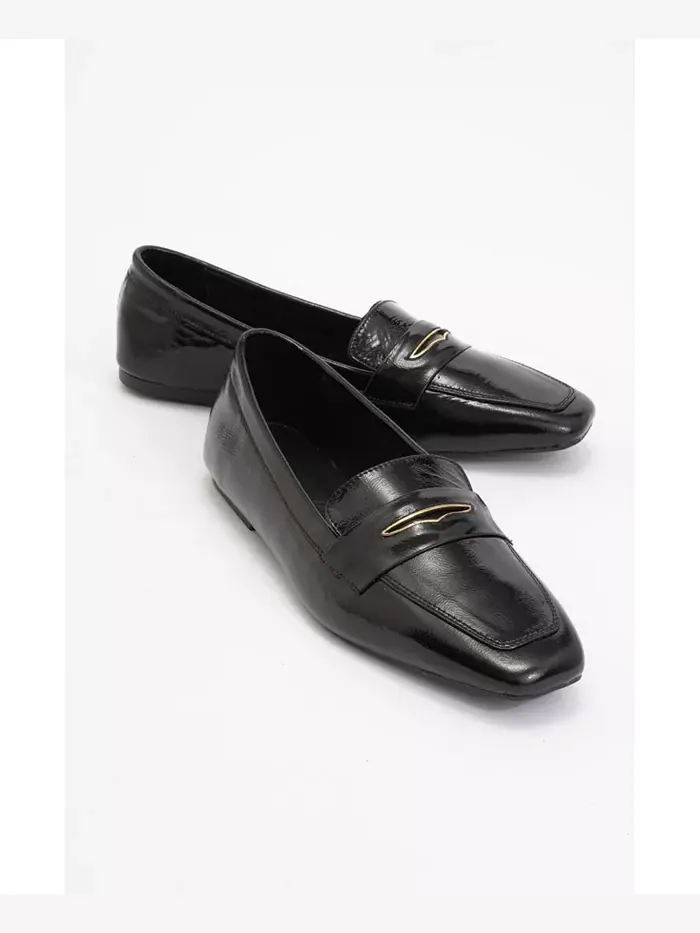 Иридесса Кожаные Лоферы на Плоской Подошве (Женщины) Forever & Always Shoes — изображение 1 из 4, черный