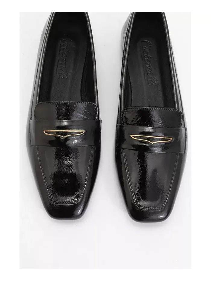 Иридесса Кожаные Лоферы на Плоской Подошве (Женщины) Forever & Always Shoes — изображение 2 из 4, черный