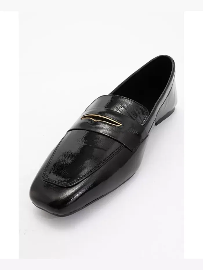 Иридесса Кожаные Лоферы на Плоской Подошве (Женщины) Forever & Always Shoes — изображение 4 из 4, черный