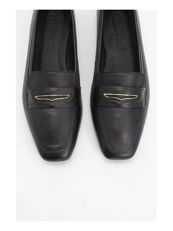 Иридесса Кожаные Лоферы на Плоской Подошве (Женщины) Forever & Always Shoes — изображение 2 из 4, черный