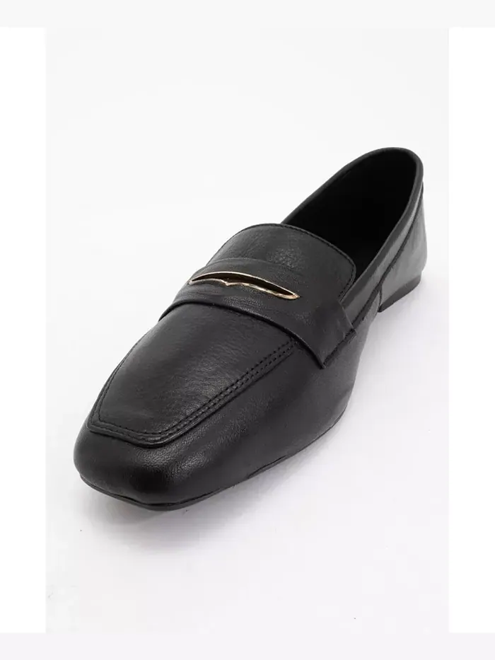 Иридесса Кожаные Лоферы на Плоской Подошве (Женщины) Forever & Always Shoes — изображение 3 из 4, черный