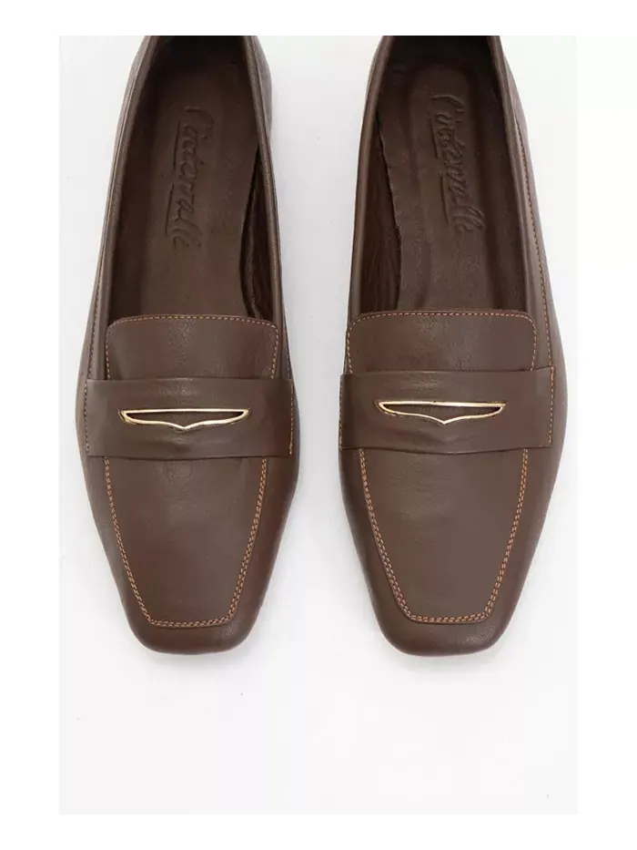 Иридесса Кожаные Лоферы на Плоской Подошве (Женщины) Forever & Always Shoes — изображение 2 из 4, коричневый