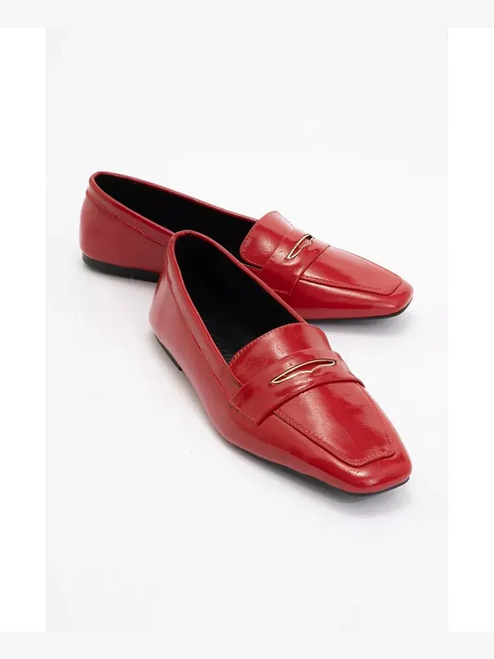 Иридесса Кожаные Лоферы на Плоской Подошве (Женщины) Forever & Always Shoes — изображение 1 из 4, красный
