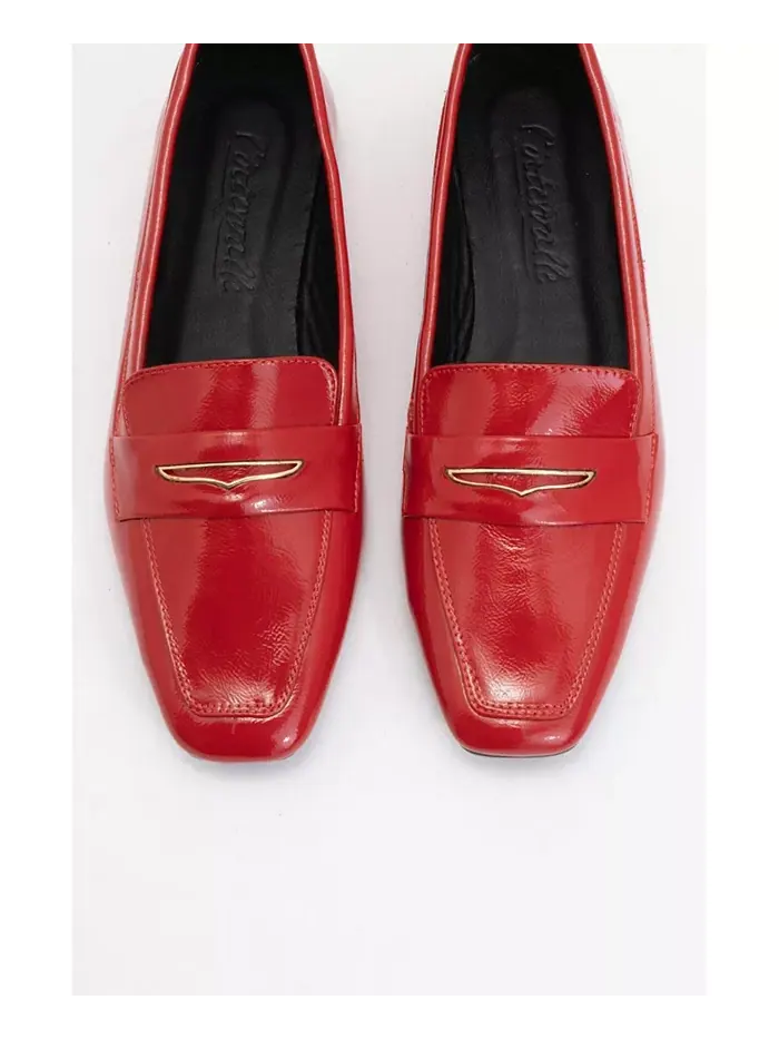 Иридесса Кожаные Лоферы на Плоской Подошве (Женщины) Forever & Always Shoes — изображение 2 из 4, красный