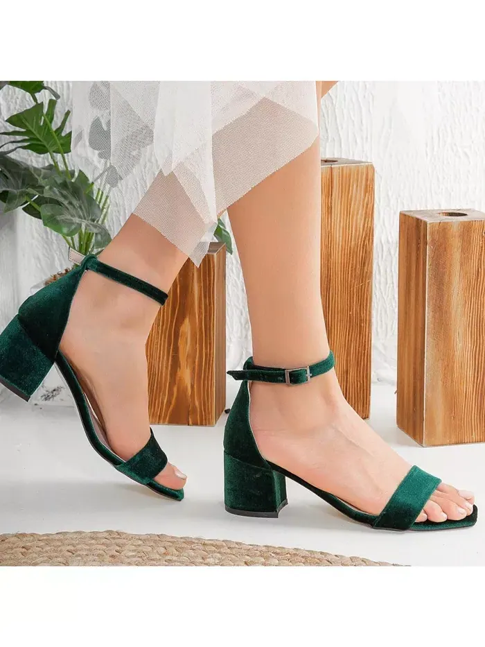 Сандалии Iva на низком квадратном каблуке Forever & Always Shoes — изображение 2 из 5, зеленый