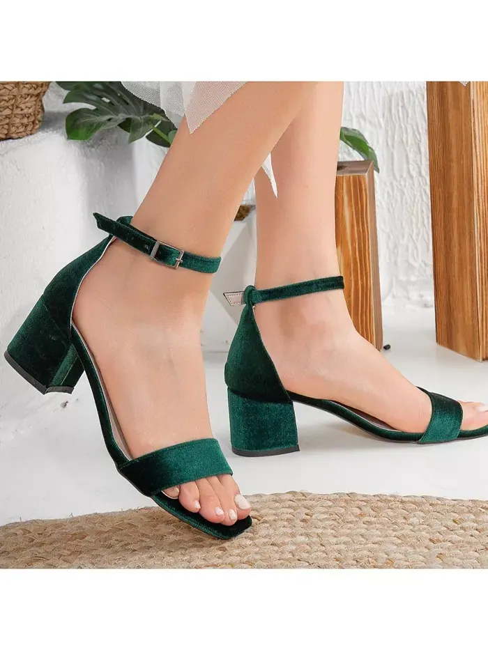 Сандалии Iva на низком квадратном каблуке Forever & Always Shoes — изображение 3 из 5, зеленый