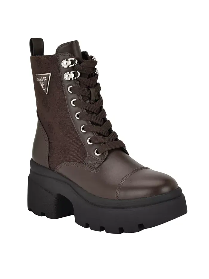 Женские ботинки Yarini Platform Lug Combat Guess — изображение 1 из 6, коричневый
