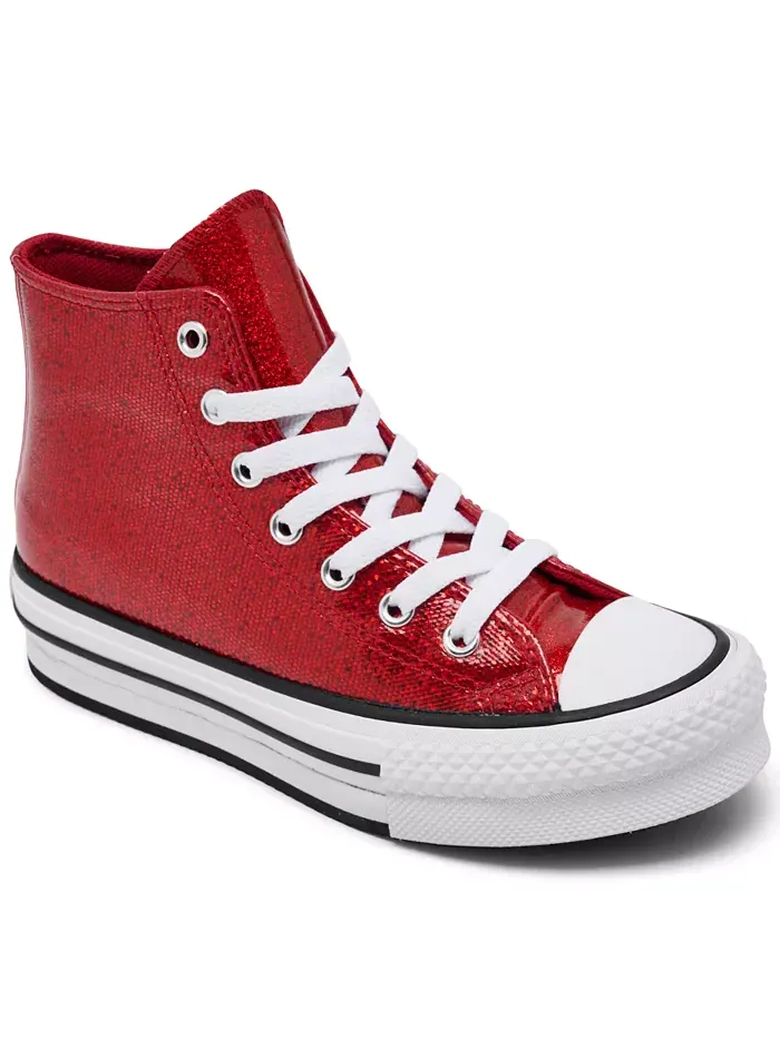 Кроссовки Chuck Taylor All Star Glitter Lift на платформе для девочек от Finish Line Converse — изображение 1 из 6, красный