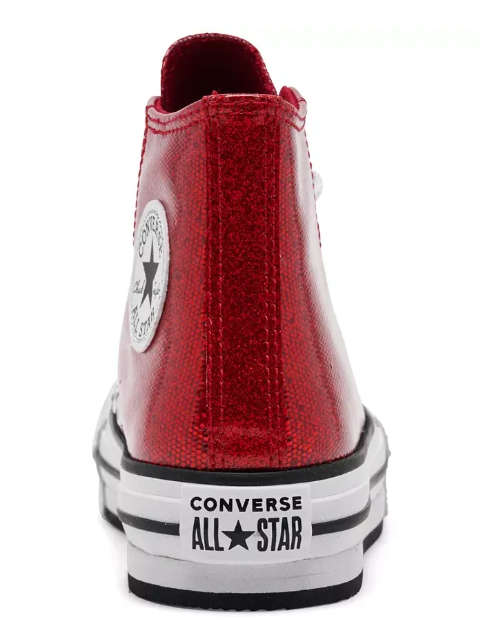 Кроссовки Chuck Taylor All Star Glitter Lift на платформе для девочек от Finish Line Converse — изображение 4 из 6, красный