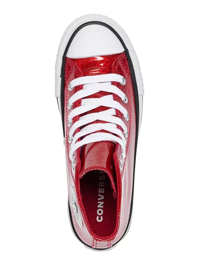Кроссовки Chuck Taylor All Star Glitter Lift на платформе для девочек от Finish Line Converse — изображение 5 из 6, красный