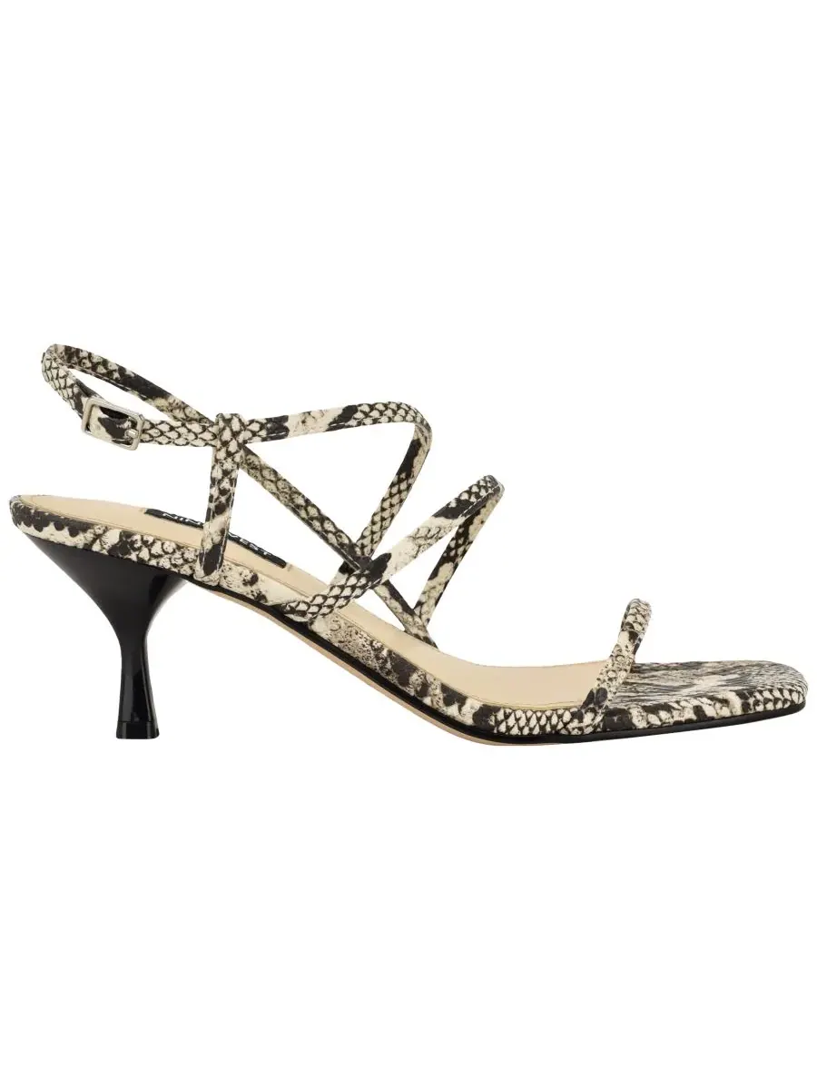 Женские сандалии Hindy на невысоком каблуке с ремешками Nine West, светлый-natural snake — изображение 2 из 5