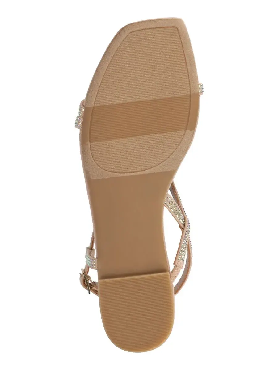 Женские сандалии Francis Strappy Glitter Flat Sandals с ремешками и блестками Journee Collection — изображение 5 из 5, кость