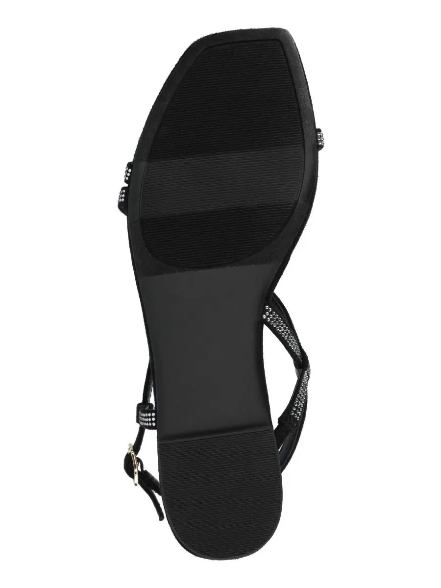 Женские сандалии Francis Strappy Glitter Flat Sandals с ремешками и блестками Journee Collection — изображение 5 из 5, черный